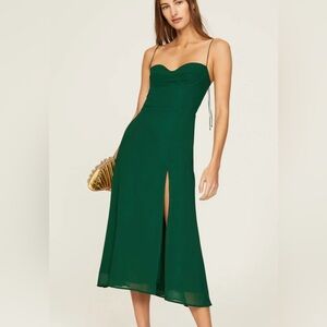 Reformation Juliette green midi dress